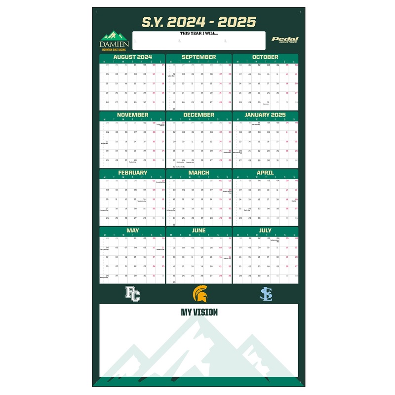 DAMIEN / SAINT LUCY’S 2025 GIANT MY RACEDAY CALENDAR (AUG-JUL)