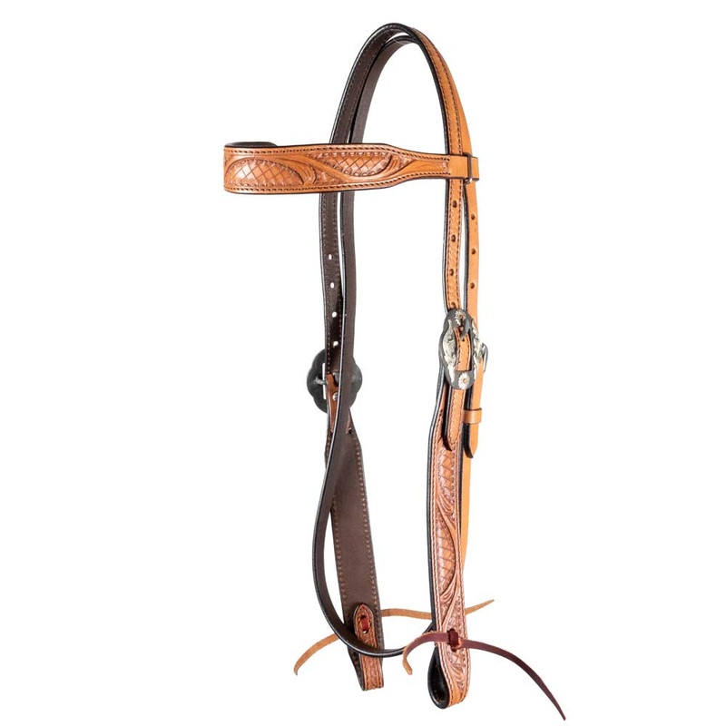 Teskey’s Browband Headstall w/Diamond and Leaf Tooling