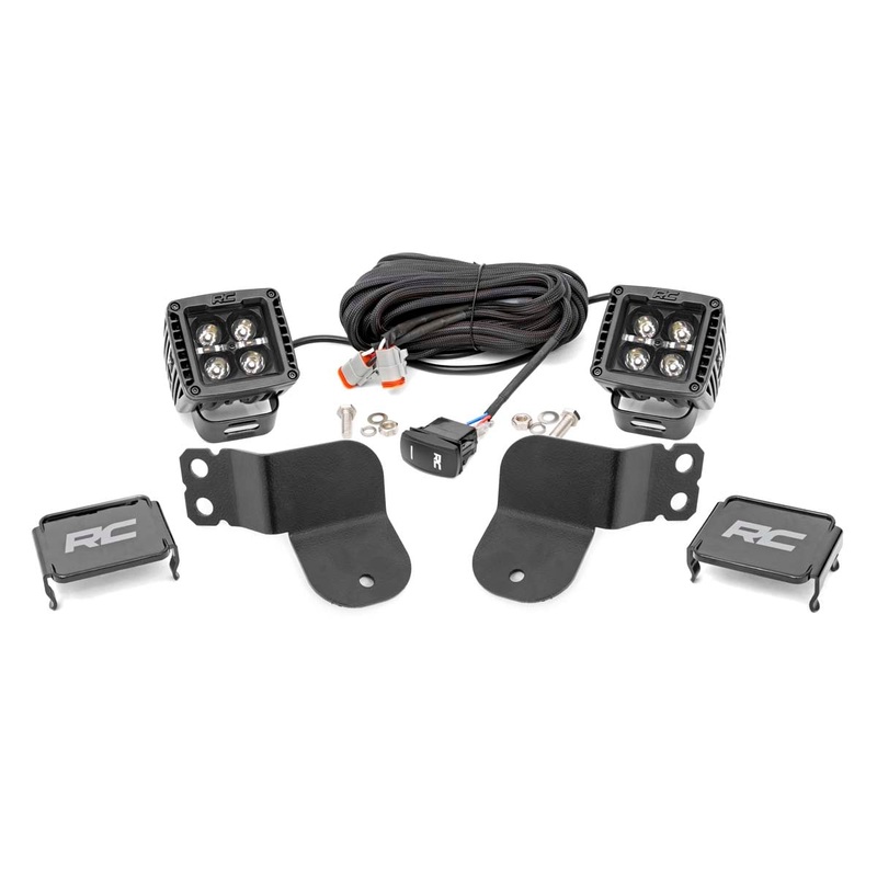 Rough Country | LED Light Kit | Cage Mount | 2″ Black Pair | Amber DRL | Polaris General XP 4 1000  | 93024