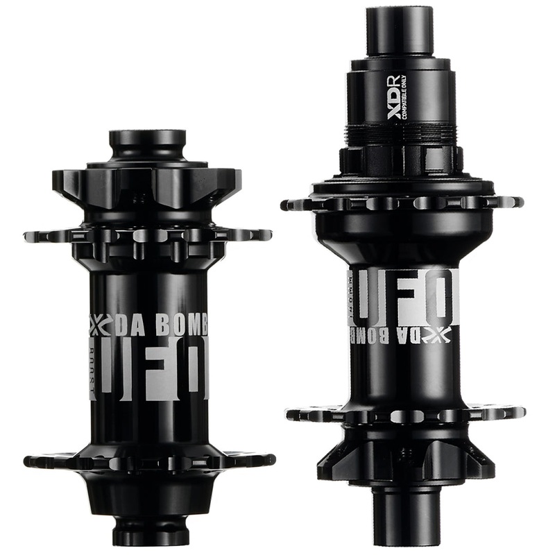 DaBomb UFO 2.0 Hub Set – Front & Rear – F (110x15mm) & R (148x12mm) – XD Driver – 6 Bolt – 32 Hole – J-Bend – Black