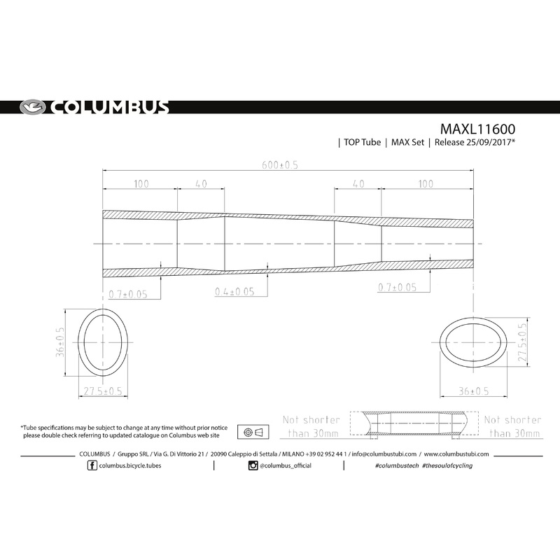 Columbus MAX biaxial top tube – 31.7mm dia. – .7/.4/.7 – length = 600