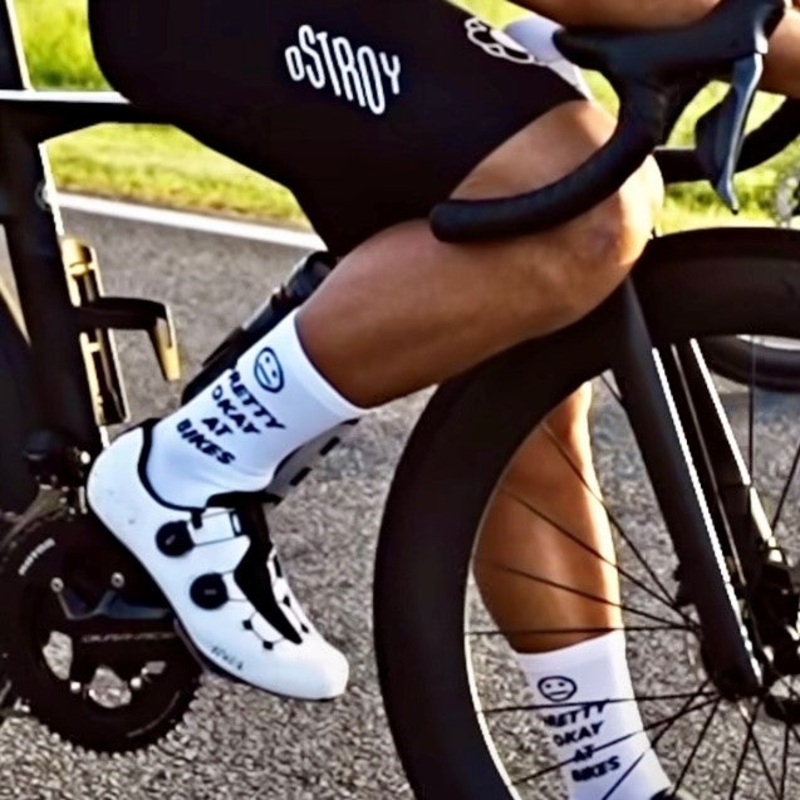 OSTROY Pretty Okay at Bikes Cycling Socks – White