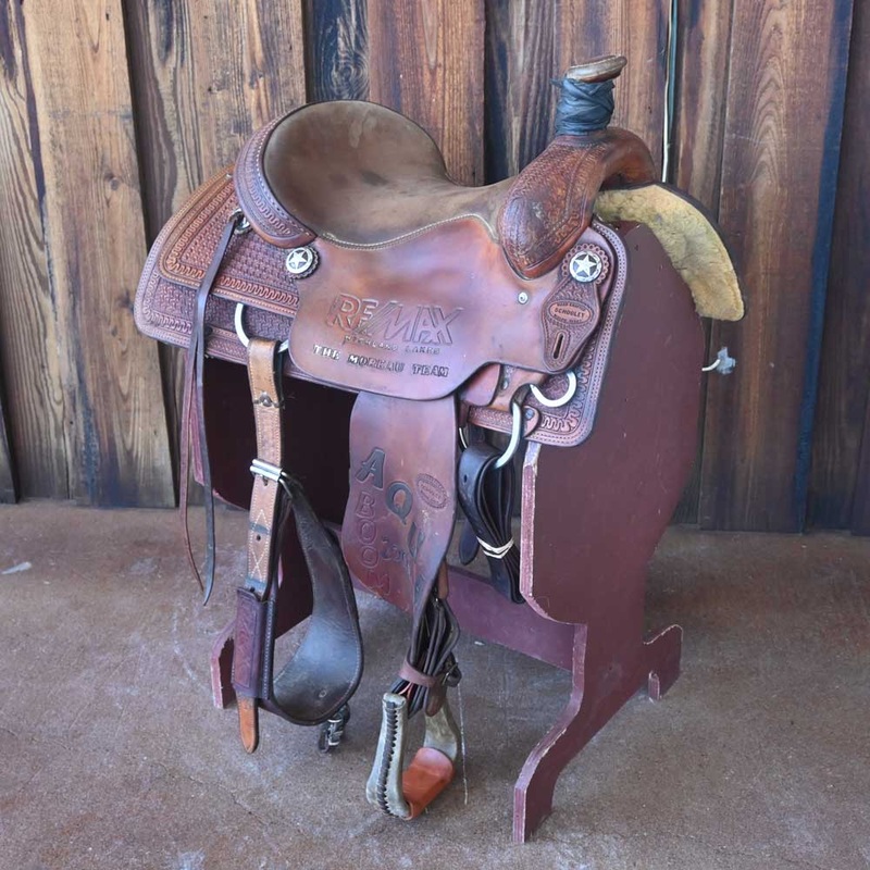 15.5″ USED SCHOOLEY ROPING SADDLE