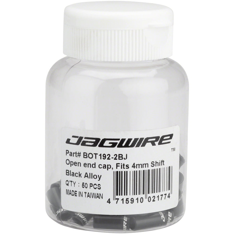 Jagwire 4mm Open Alloy End Caps Bottle of 50, Black
