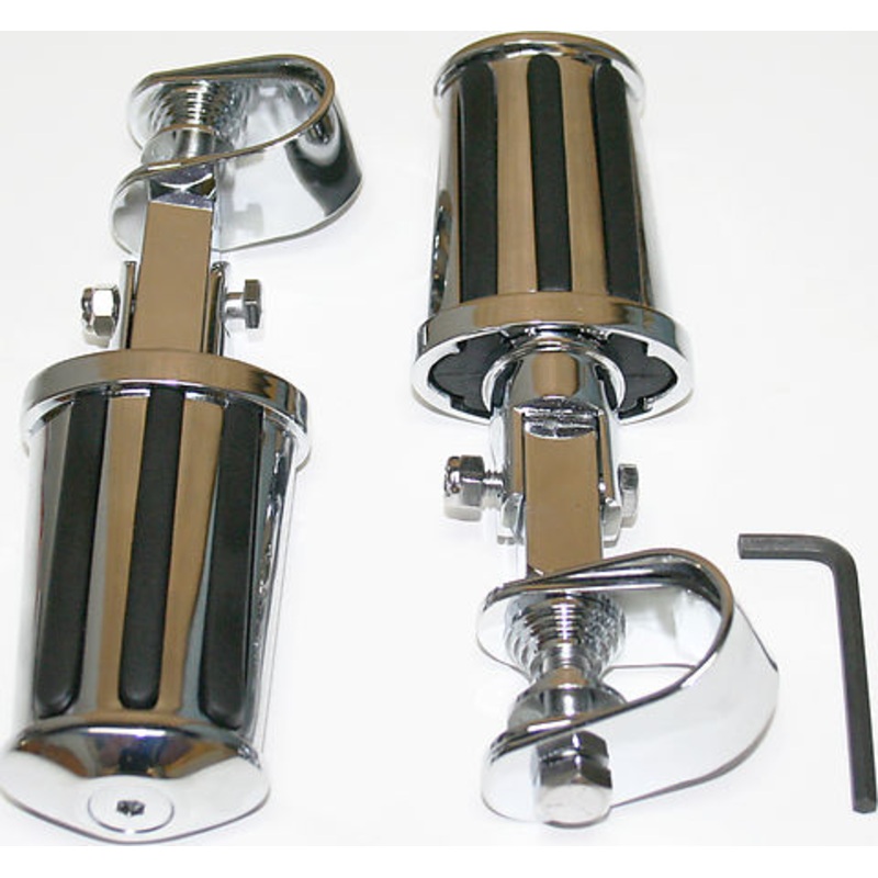 Custom Striped Chrome Crash Bar Highway Footpeg Set
