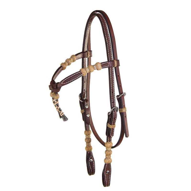 Teskey’s Basket Stamped Crossover Headstall w/Rawhide Accents