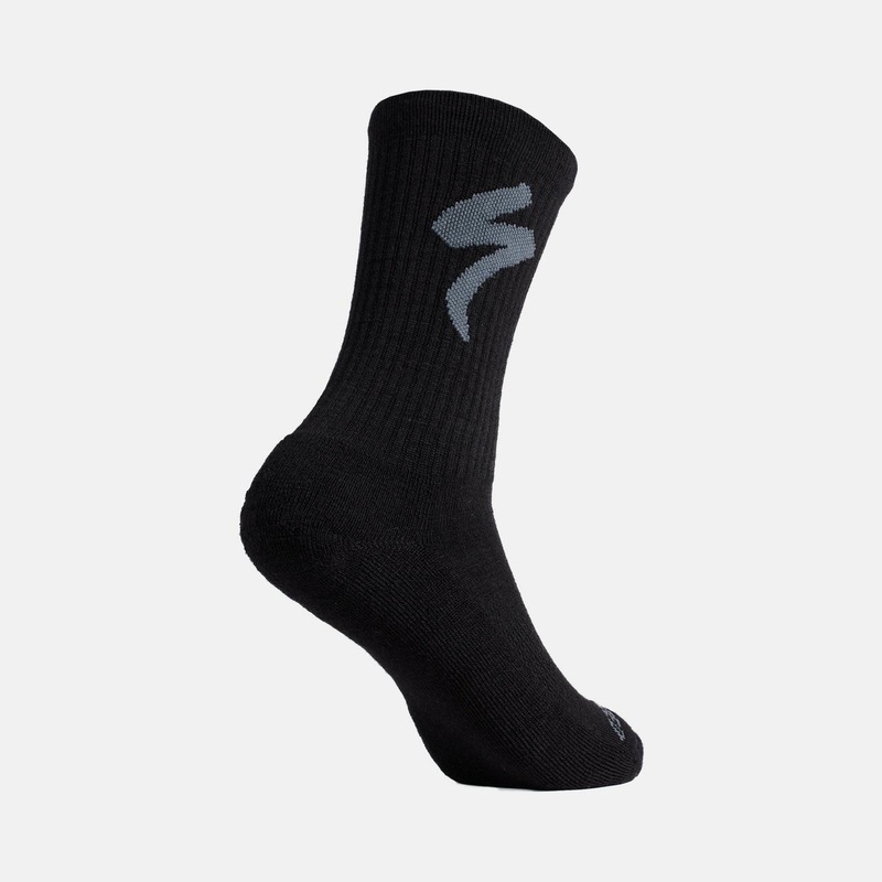 Merino Midweight Tall Logo Socks Black