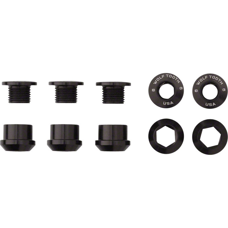 Wolf Tooth 1x Chainring Bolt Set – 6mm Dual Hex Fittings Set/5 Black