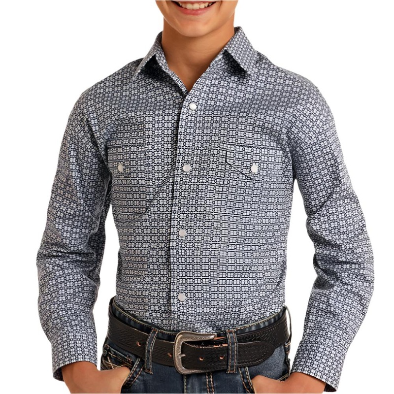 Panhandle Boy’s Geo Print Shirt Navy