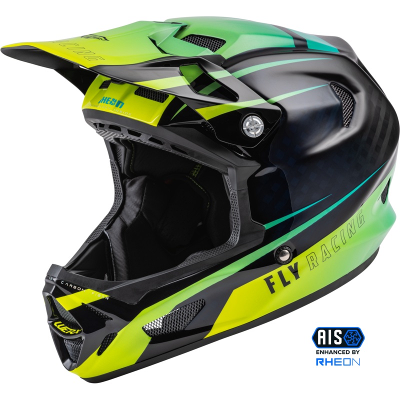Youth Werx R Carbon Helmet Hi Vis/Teal Carbon Yl