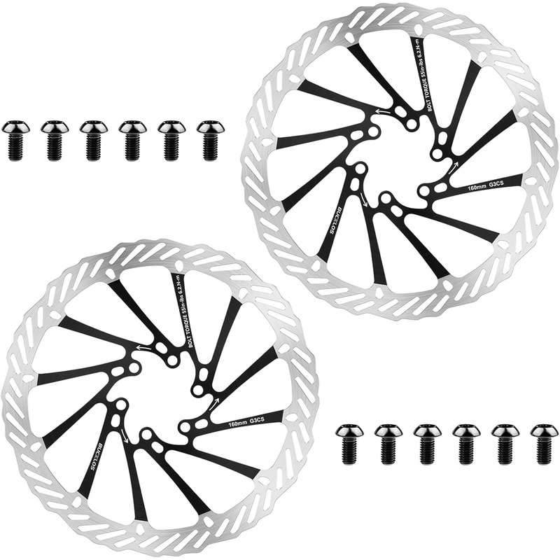 BUCKLOS 2PC Bike Brake Rotors 160mm 180mm 203mm with 12 Bolts for Mountain Road Bike/Ebike/BMX Black