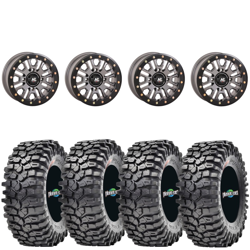 High Lifter HL23 Gunmetal Beadlock Wheels on Maxxis Roxxzila Tires  4/137 UTV Wheel & Tire Kit