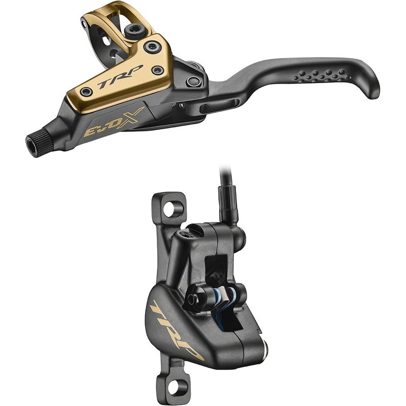 TRP EVO X HD-M9020 Disc Brake Lever – Left/Front Rear 1900mm Hose Post Mount 2-Piston Gold