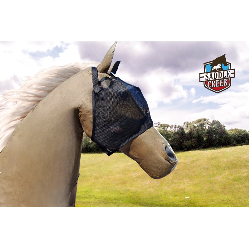 Fly Mask without ear and nose cover stiff mesh Black