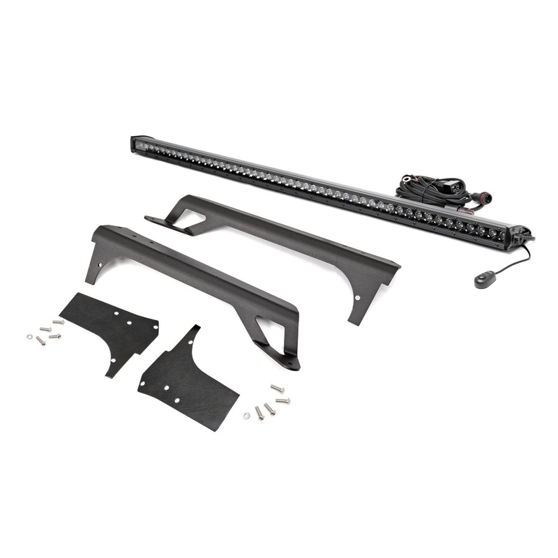 Rough Country | LED Light | Windshield Mnt | 50″ Black Single Row | White DRL | Jeep Wrangler TJ (97-06) | 70588BLDRL