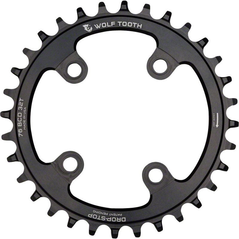 Wolf Tooth 76 BCD Chainring – 32t 76 BCD 4-Bolt Drop-Stop A Compatible SRAM 76 BCD Specialized Stout BLK