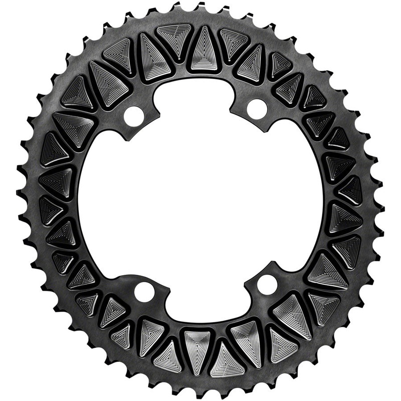 absoluteBLACK Premium Sub-Compact Oval 110 BCD Road Outer Chainring – 48t 110 Shimano Asymmetric BCD 4-Bolt BLK