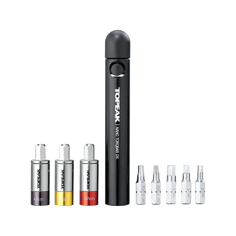 Topeak Torq Stick Ratcheting Torque Wrench – Adjustable 2-10Nm Range 5 Piece Bit Set BLK