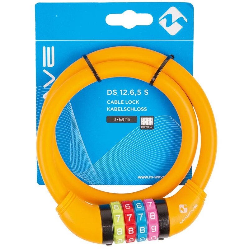 M-Wave DS 12.6 Cable lock Combination 12mm 12x650mm Orange