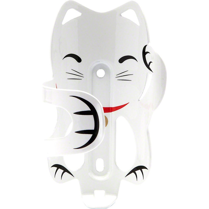 Portland Design Works Lucky Cat Water Bottle Cage: White Cat