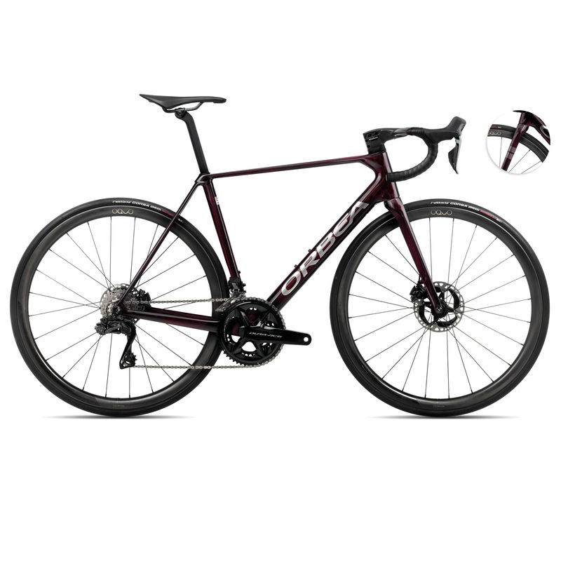 2025 Orbea ORCA M10iLTD PWR Racing ROAD BIKE – 49cm, Wine Red Carbon View-Titanium (Gloss)