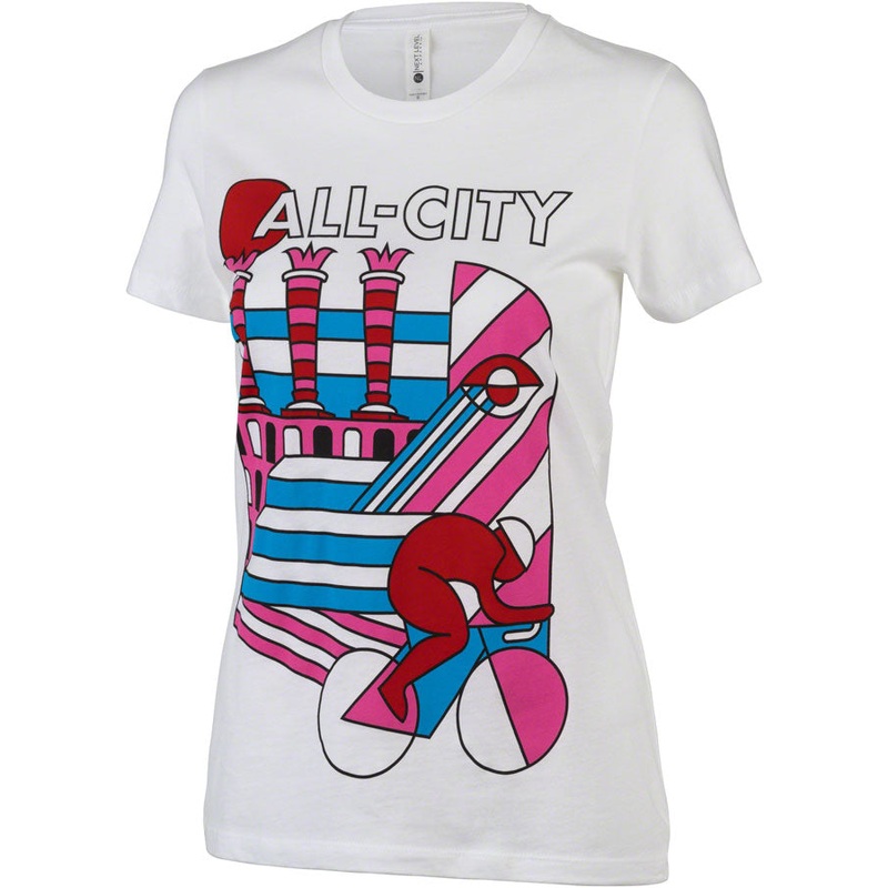 All-City Parthenon Party Womens T-Shirt – White Pink Red Blue BLK 2X-Large