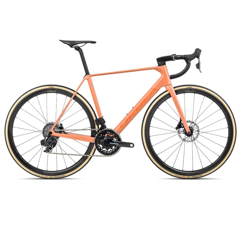 2024 Orbea ORCA M21eLTD PWR Racing Road Bike – 60cm, Orange Cloud (Matte) – Stone Blue (Matte-Gloss)