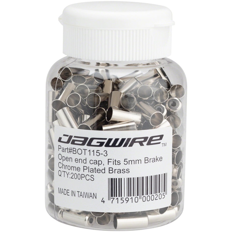 Jagwire 5mm Open End Caps Bottle of 200 Chrome Plated