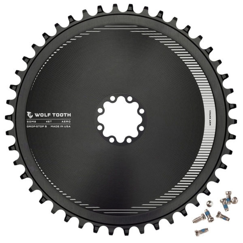 Wolf Tooth Components Aero Chainring 8-Bolt Drop-Stop B 46T Blk