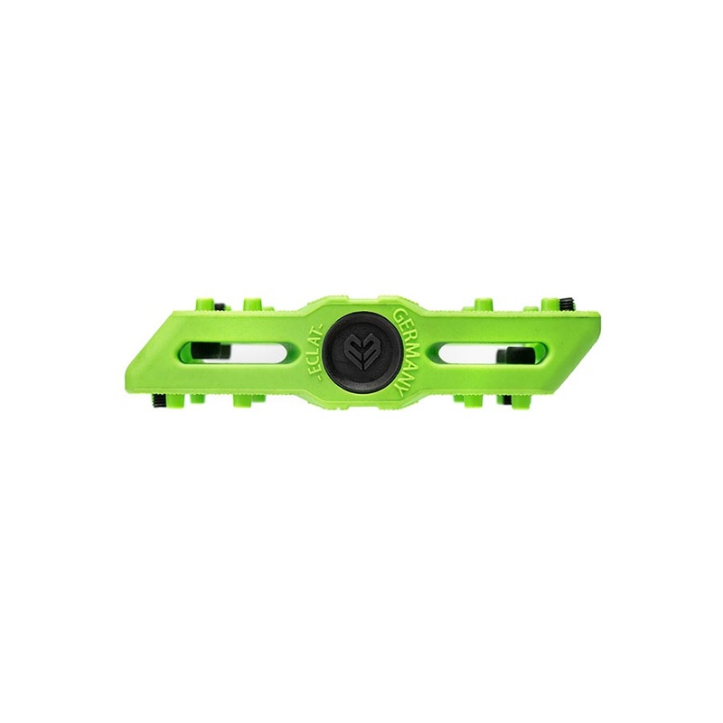 Eclat Contra Platform Pedals Body: Nylon Spindle: Cr-Mo 9/16” Neon green Pair