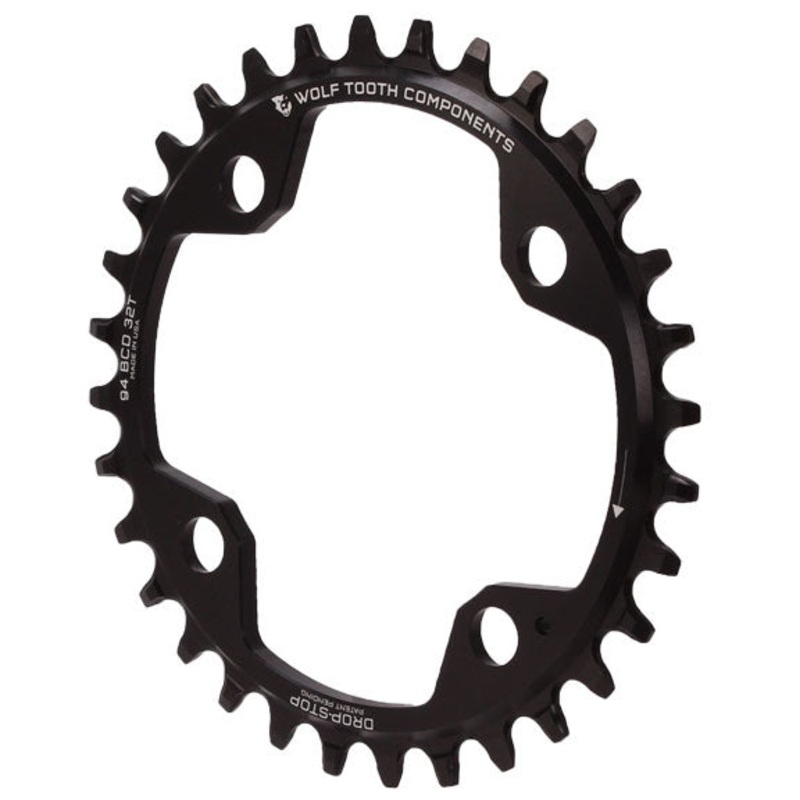Wolf Tooth 94 BCD Chainring – 32t 94 BCD 4-Bolt Drop-Stop A For SRAM Cranks BLK
