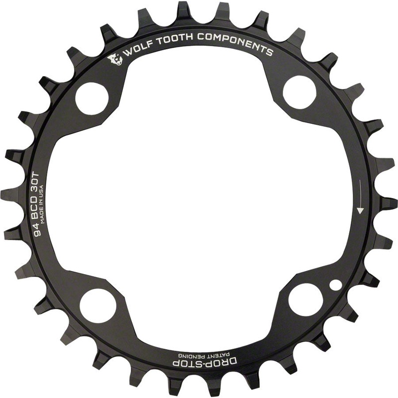 Wolf Tooth 94 BCD Chainring – 32t 94 BCD 4-Bolt Drop-Stop For SRAM Cranks BLK