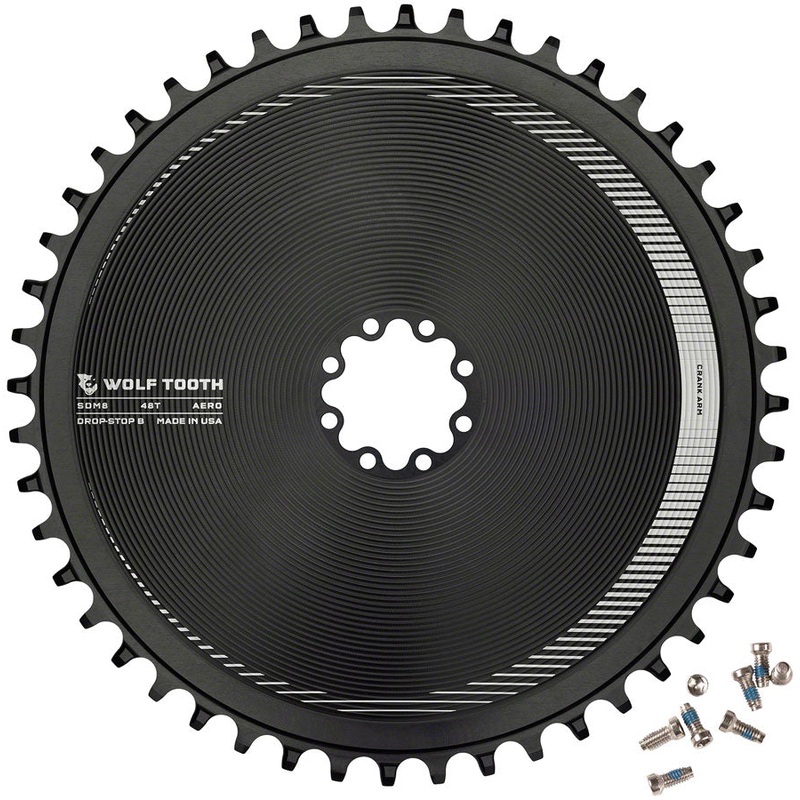Wolf Tooth Aero Direct Mount Chainring – 48t Direct Mount SRAM 8-Bolt Drop-Stop B BLK