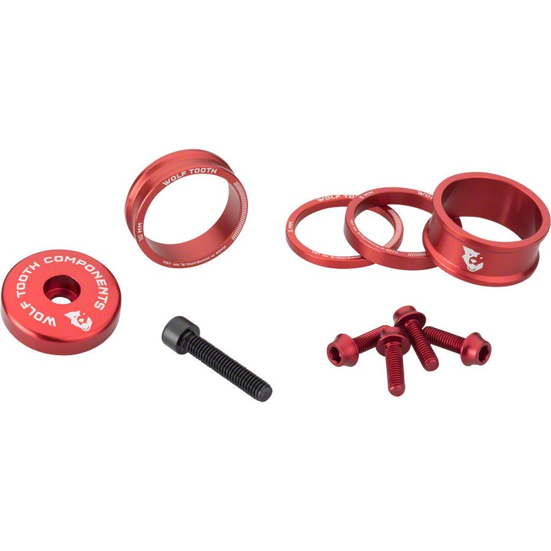 Wolf Tooth BlingKit: Headset Spacer Kit 3, 5,10, 15mm, Red
