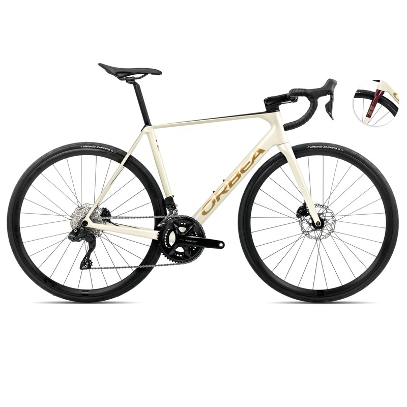 2025 Orbea ORCA M30i Racing ROAD BIKE – 55cm, Ivory White-Burgundy (Gloss)-Vulcano (Matte)